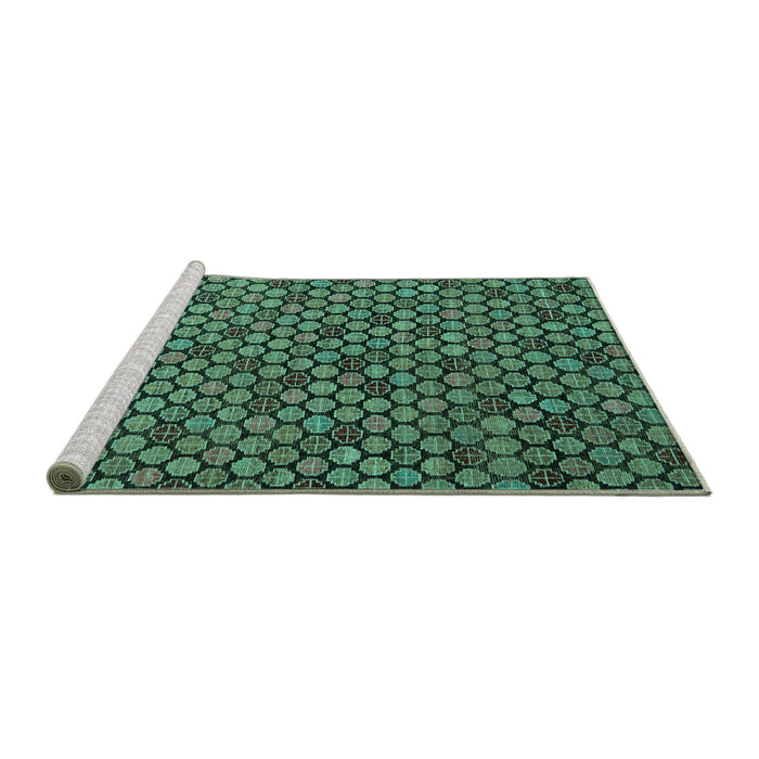Sideview of Machine Washable Abstract Turquoise Modern Area Rugs, wshabs5163turq