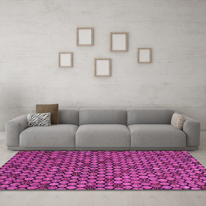 Machine Washable Abstract Pink Modern Rug in a Living Room, wshabs5163pnk