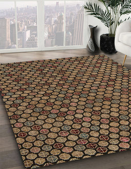 Abstract Red Modern Rug in Family Room, abs5164