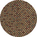 Round Abstract Red Modern Rug, abs5164