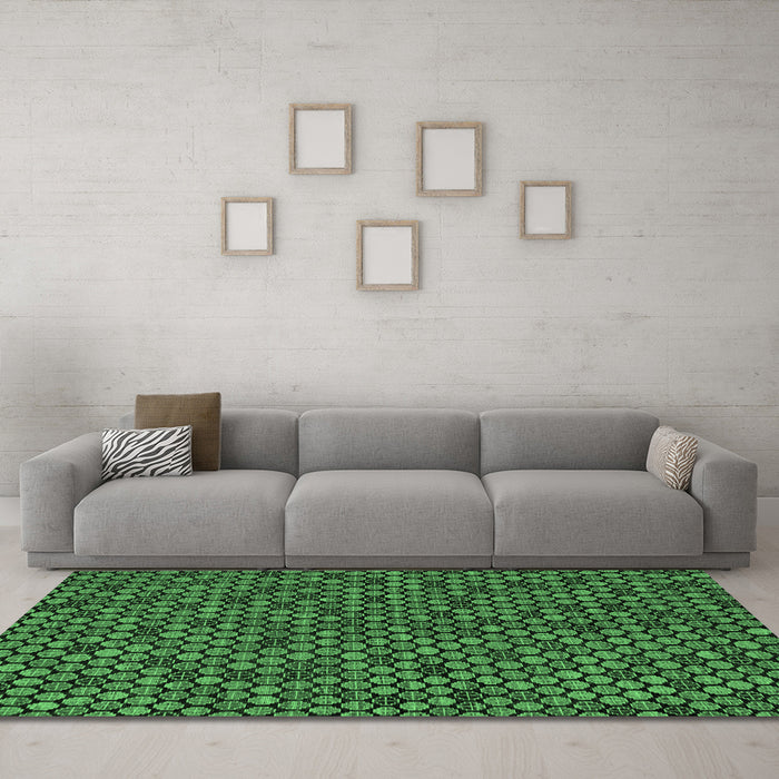 Machine Washable Abstract Emerald Green Modern Area Rugs in a Living Room,, wshabs5164emgrn