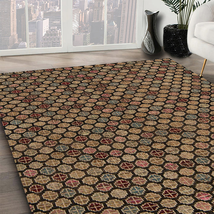 Abstract Red Modern Rug in Family Room, abs5164