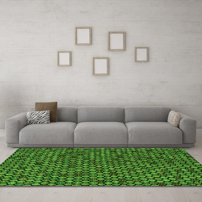 Machine Washable Abstract Green Modern Area Rugs in a Living Room,, wshabs5164grn