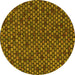 Round Abstract Yellow Modern Rug, abs5164yw