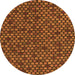 Round Machine Washable Abstract Orange Modern Area Rugs, wshabs5164org