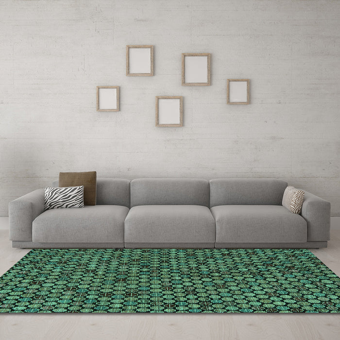 Machine Washable Abstract Turquoise Modern Area Rugs in a Living Room,, wshabs5164turq