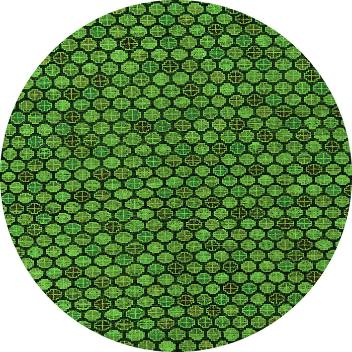 Round Machine Washable Abstract Green Modern Area Rugs, wshabs5164grn