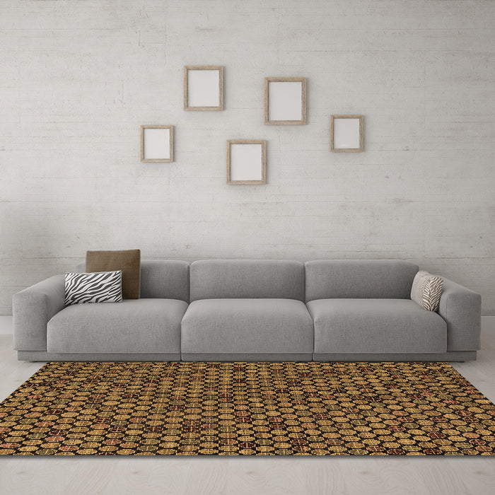 Machine Washable Abstract Brown Modern Rug in a Living Room,, wshabs5164brn