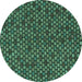 Round Abstract Turquoise Modern Rug, abs5164turq