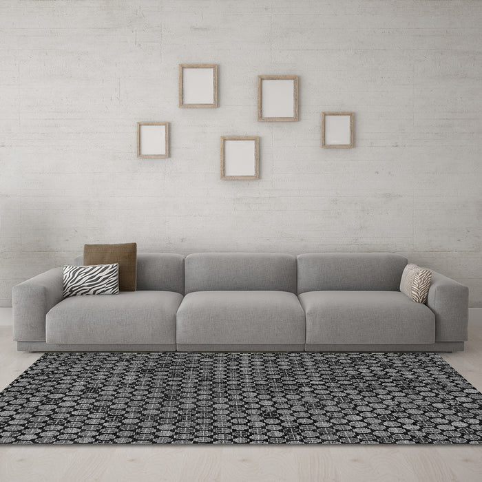 Machine Washable Abstract Gray Modern Rug in a Living Room,, wshabs5164gry