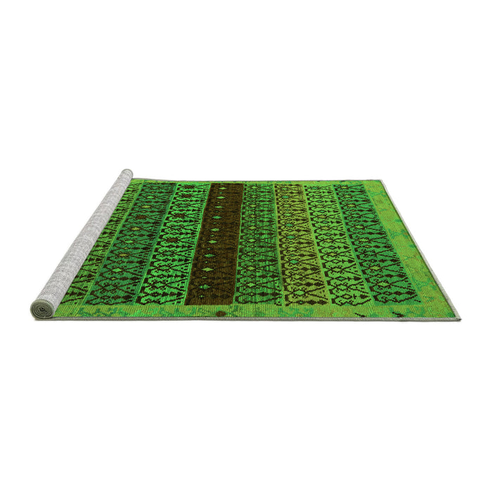 Sideview of Machine Washable Abstract Green Modern Area Rugs, wshabs5165grn
