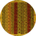 Round Machine Washable Abstract Yellow Modern Rug, wshabs5165yw