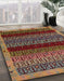 Machine Washable Abstract Saffron Red Rug in a Family Room, wshabs5165