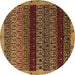 Round Machine Washable Abstract Brown Modern Rug, wshabs5165brn