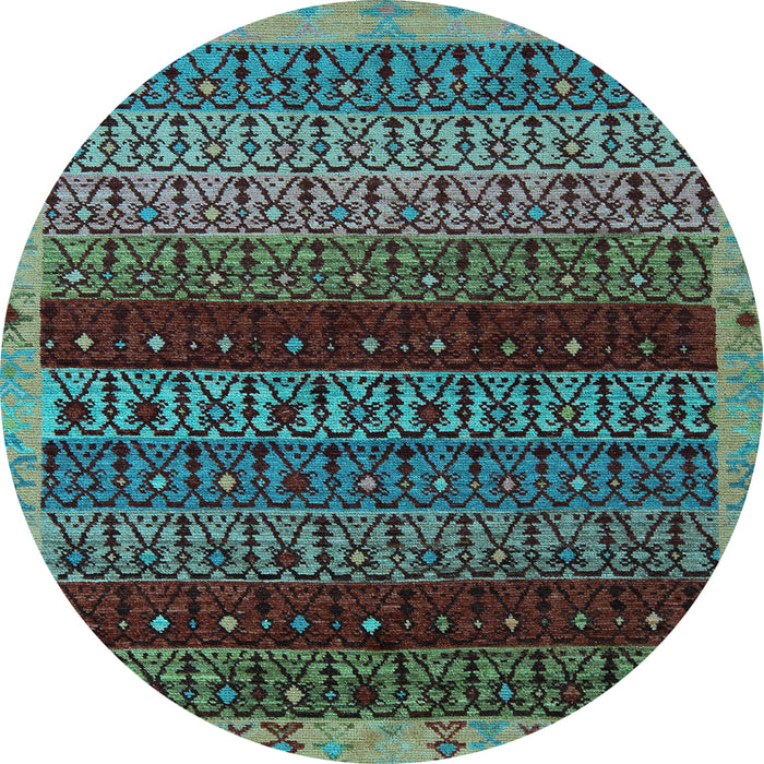 Round Abstract Light Blue Modern Rug, abs5165lblu