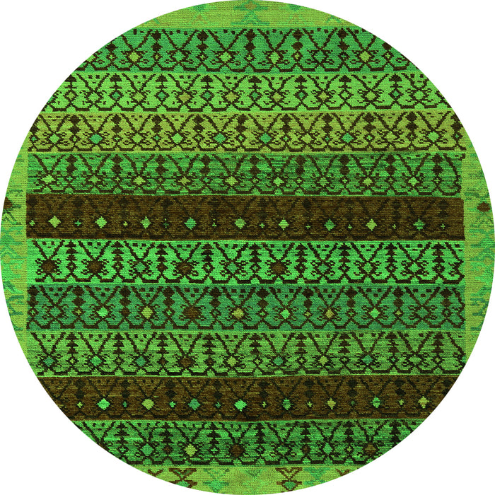 Round Abstract Green Modern Rug, abs5165grn