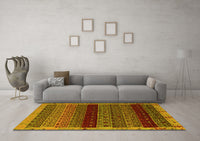 Machine Washable Abstract Yellow Modern Rug, wshabs5165yw