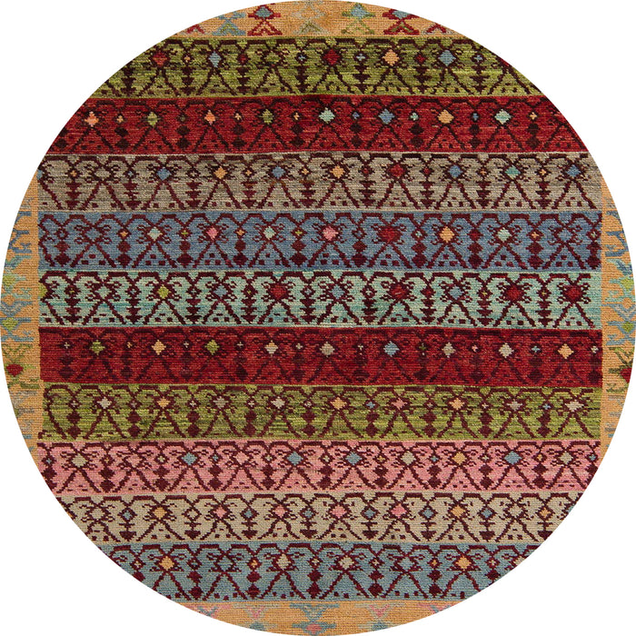 Round Machine Washable Abstract Saffron Red Rug, wshabs5165
