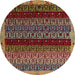 Round Machine Washable Abstract Saffron Red Rug, wshabs5165