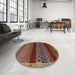 Round Abstract Saffron Red Modern Rug in a Office, abs5165