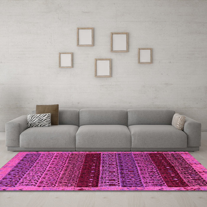 Machine Washable Abstract Pink Modern Rug in a Living Room, wshabs5165pnk