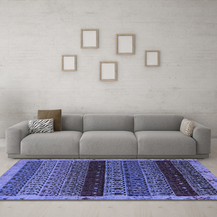 Machine Washable Abstract Blue Modern Rug in a Living Room, wshabs5165blu