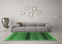 Machine Washable Abstract Emerald Green Modern Rug, wshabs5165emgrn