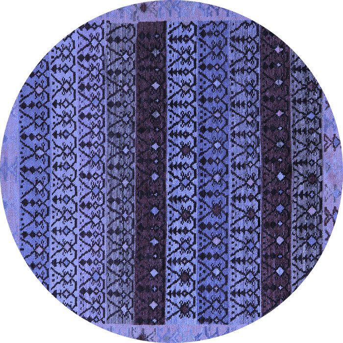 Round Abstract Blue Modern Rug, abs5165blu
