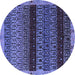 Round Abstract Blue Modern Rug, abs5165blu