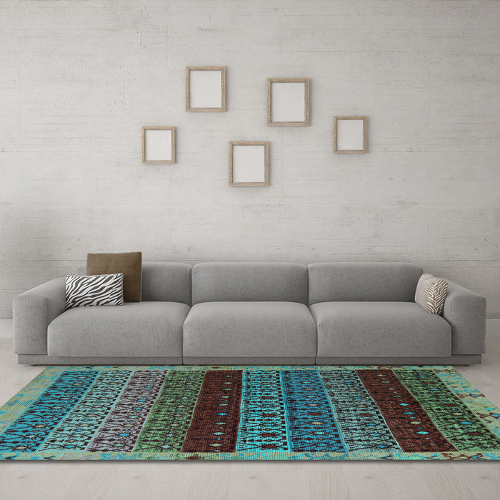 Machine Washable Abstract Light Blue Modern Rug in a Living Room, wshabs5165lblu
