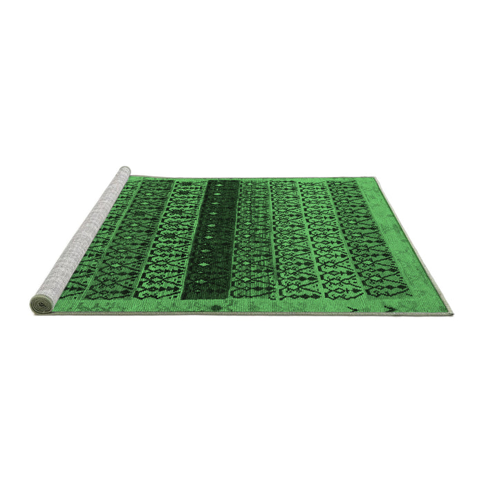 Sideview of Machine Washable Abstract Emerald Green Modern Area Rugs, wshabs5165emgrn