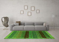 Machine Washable Abstract Green Modern Rug, wshabs5165grn