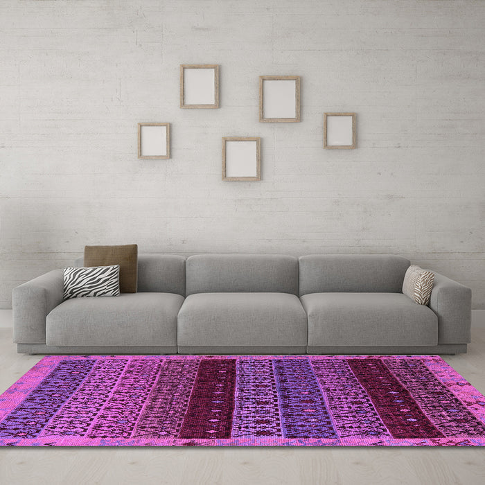 Machine Washable Abstract Purple Modern Area Rugs in a Living Room, wshabs5165pur