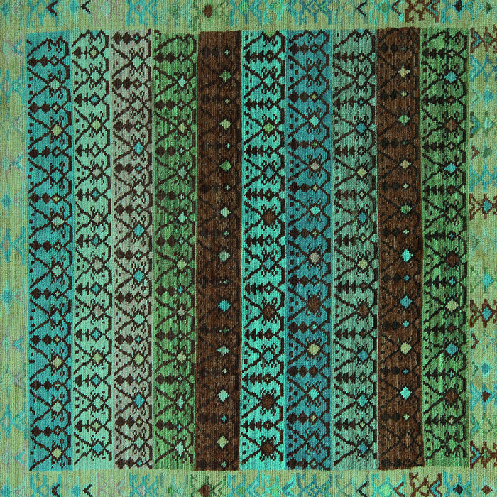 Square Machine Washable Abstract Turquoise Modern Area Rugs, wshabs5165turq
