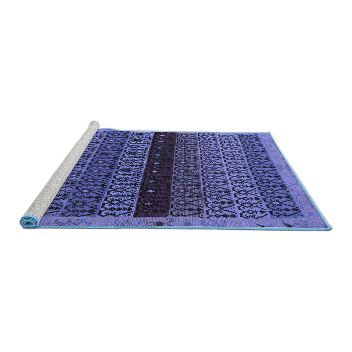 Sideview of Machine Washable Abstract Blue Modern Rug, wshabs5165blu