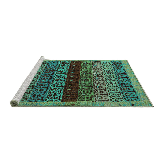 Sideview of Machine Washable Abstract Turquoise Modern Area Rugs, wshabs5165turq