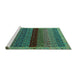 Sideview of Machine Washable Abstract Turquoise Modern Area Rugs, wshabs5165turq