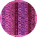 Round Machine Washable Abstract Pink Modern Rug, wshabs5165pnk