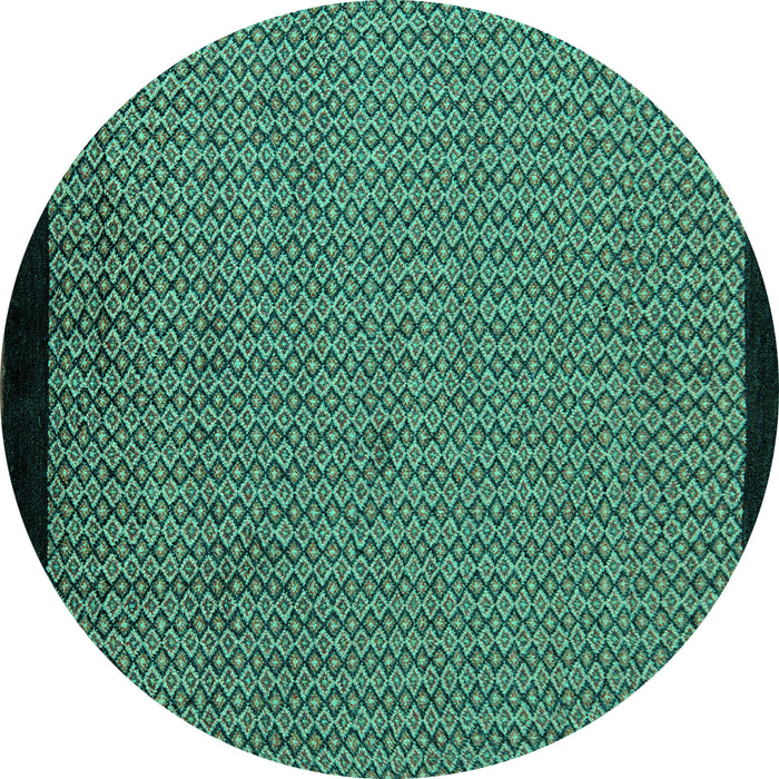 Round Machine Washable Abstract Turquoise Modern Area Rugs, wshabs5166turq