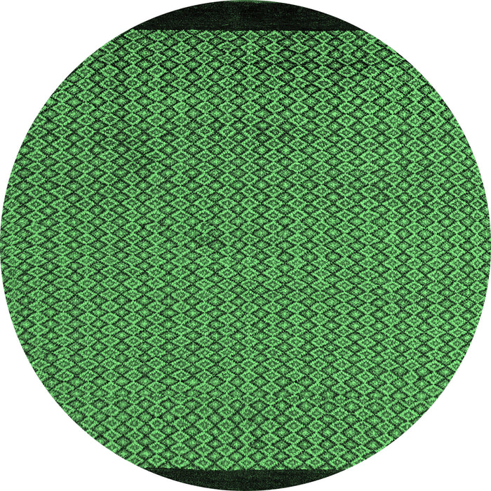 Round Machine Washable Abstract Emerald Green Modern Area Rugs, wshabs5166emgrn