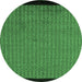 Round Machine Washable Abstract Emerald Green Modern Area Rugs, wshabs5166emgrn