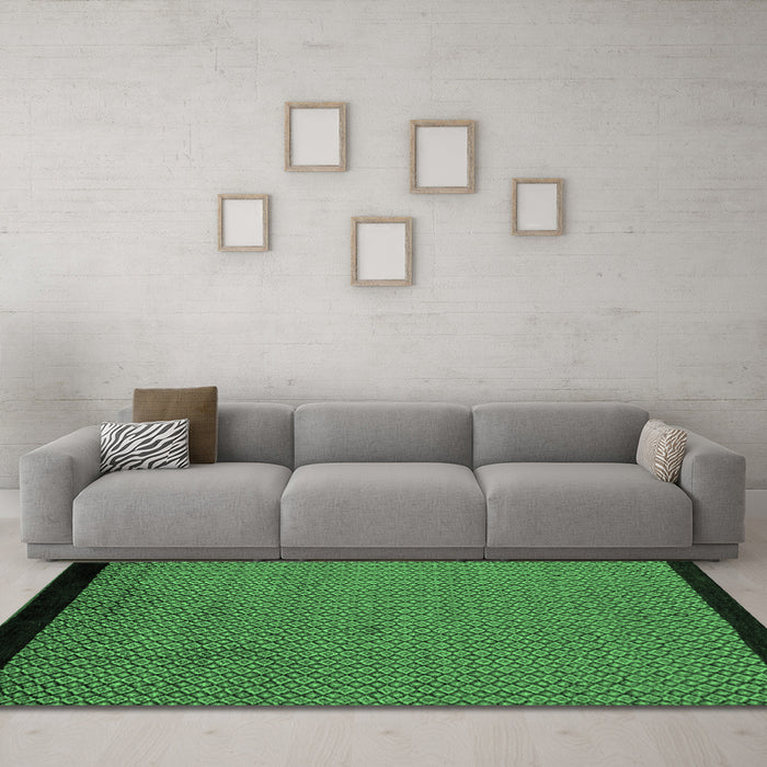 Machine Washable Abstract Emerald Green Modern Area Rugs in a Living Room,, wshabs5166emgrn