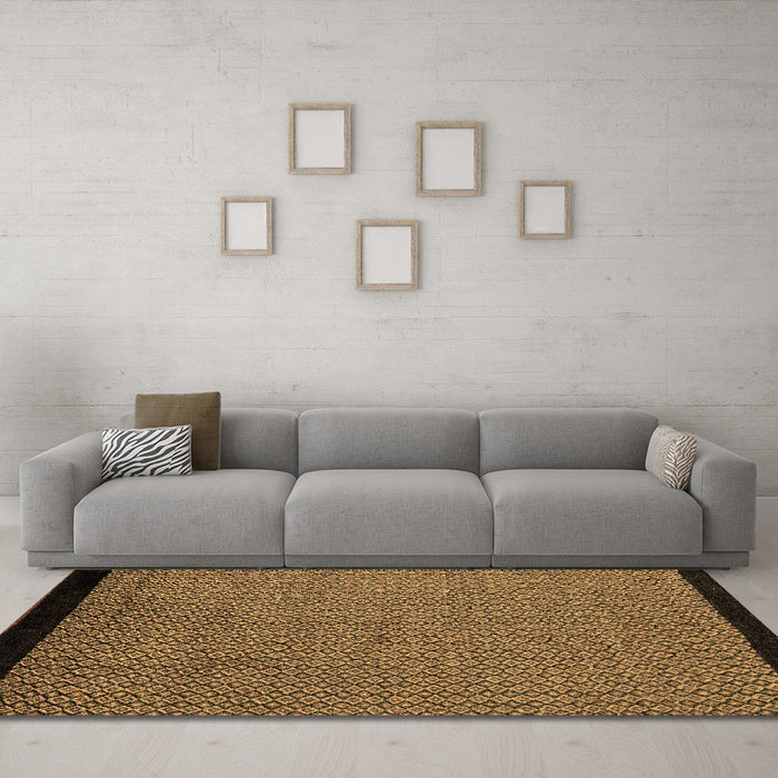 Machine Washable Abstract Brown Modern Rug in a Living Room,, wshabs5166brn
