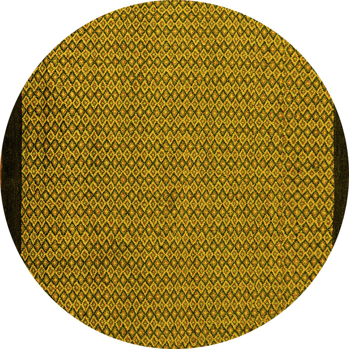 Round Machine Washable Abstract Yellow Modern Rug, wshabs5166yw
