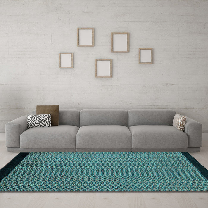 Machine Washable Abstract Light Blue Modern Rug in a Living Room, wshabs5166lblu
