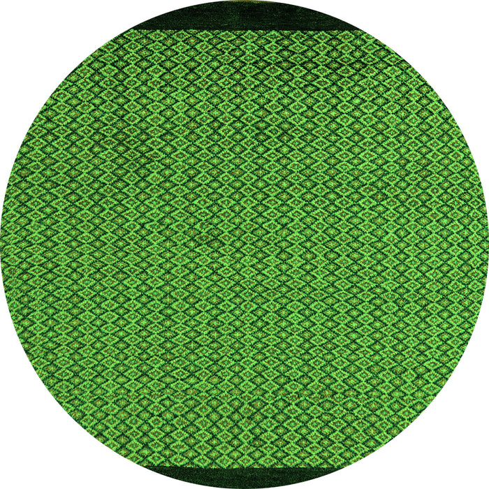 Round Machine Washable Abstract Green Modern Area Rugs, wshabs5166grn