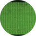 Round Machine Washable Abstract Green Modern Area Rugs, wshabs5166grn