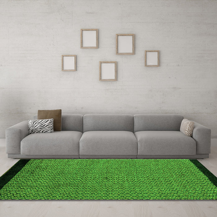 Machine Washable Abstract Green Modern Area Rugs in a Living Room,, wshabs5166grn