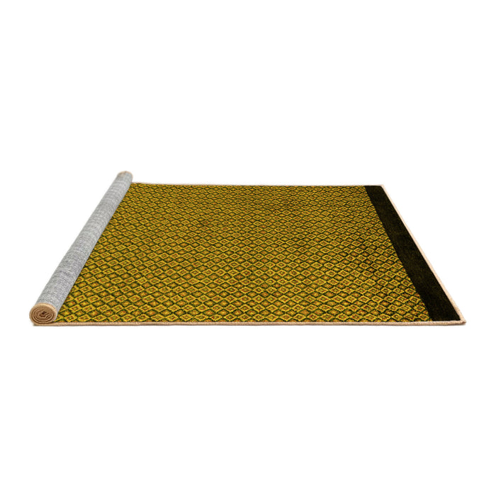 Sideview of Machine Washable Abstract Yellow Modern Rug, wshabs5166yw