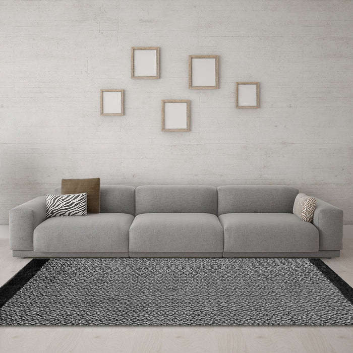 Machine Washable Abstract Gray Modern Rug in a Living Room,, wshabs5166gry